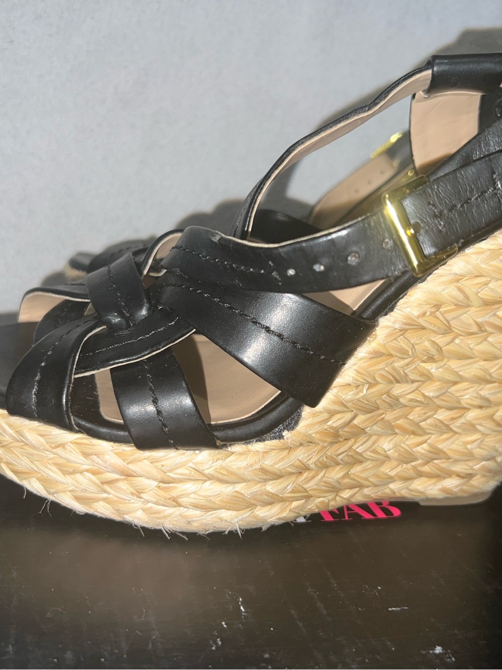 JustFab Black Woven Espadrille Wedge Sandals